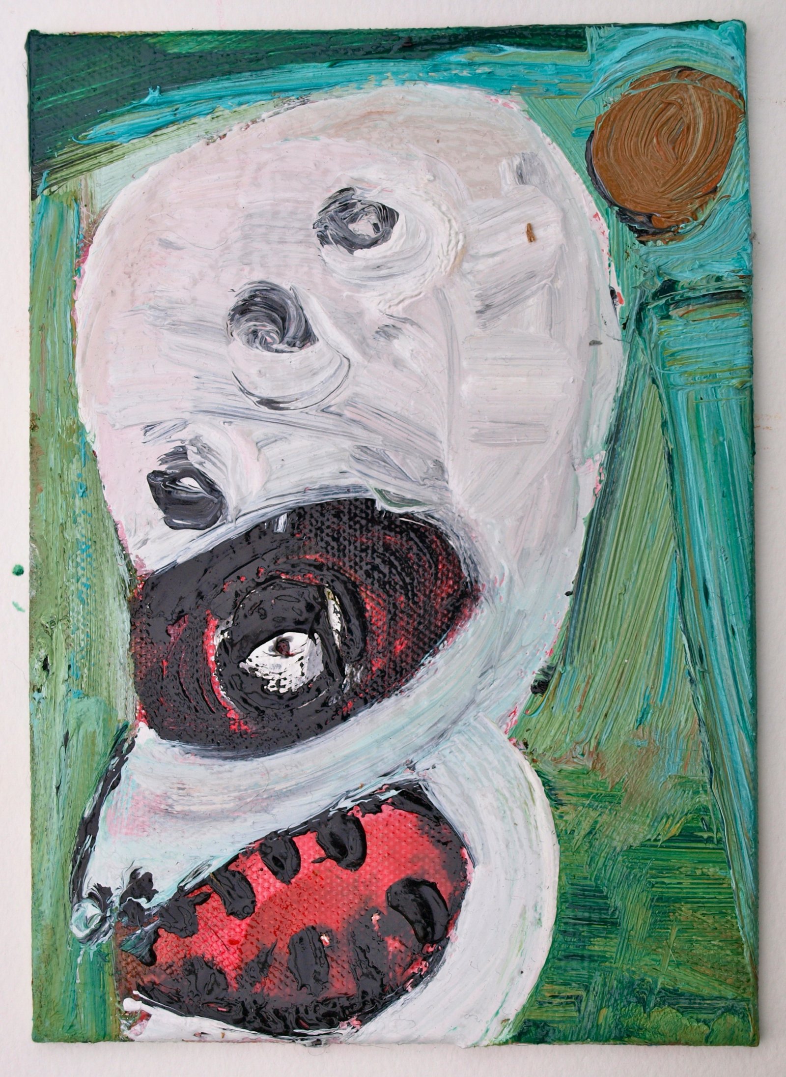  Laughing #3, oil on canvas board, 150 x250mm 